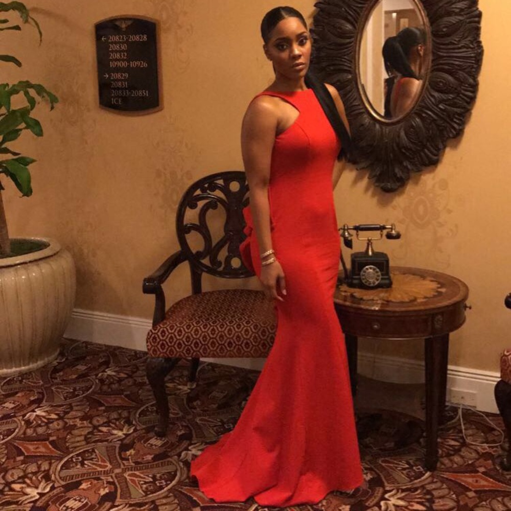 Red floor length gown
